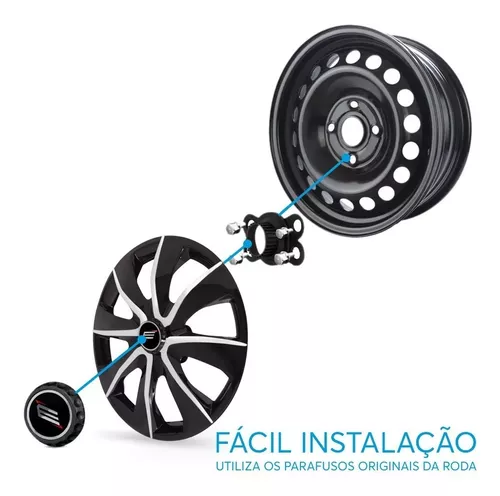 Jogo 4 Carlotas Esportiva Aro 13 Prime Fiat Palio Uno Preto/Prata A Pronta  Entrega - HUBCAR