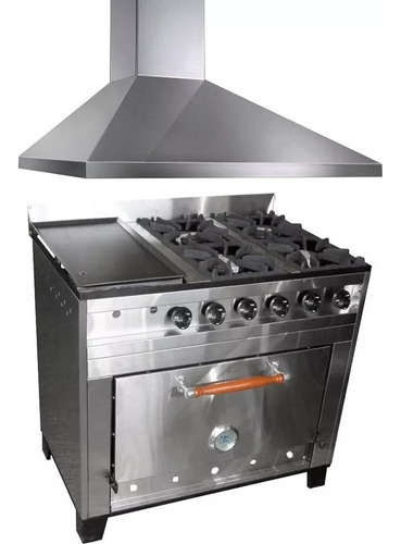 Cocina Industrial Eg Acero 4 Hornallas +plancha + Camapana!