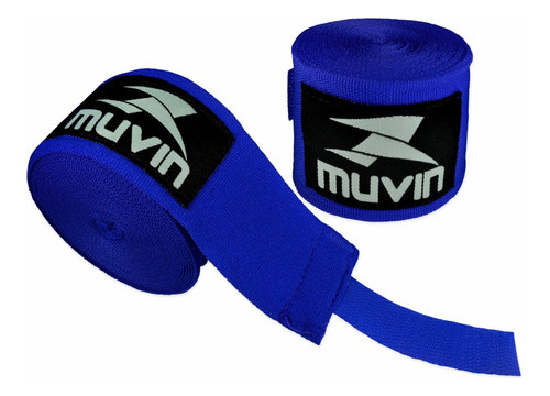 Bandagem Elástica Muvin 5 Metros Com Fechamento Em Fecho De Contato E Alça Para Polegar - Atadura De Proteção Para Mãos E Punhos - Faixa De Boxe - Muay Thai - Mma - Artes Marciais - Treino - Azul