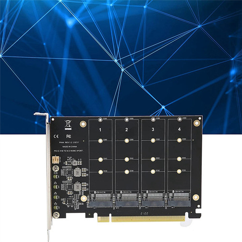 4 Port M.2 Nvme Ssd To Pcie X16m Key Hard Drive Converter Re