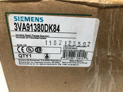 Siemens 3va91380dk84 Lv 3va Circuit Breaker Variable Dep Cch