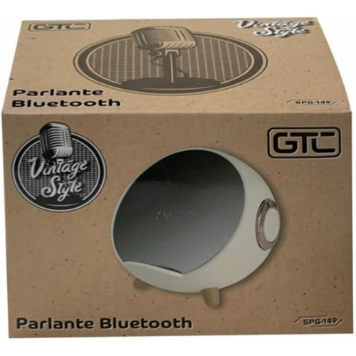 Imagen 4 de 5 de Parlante Bluetooth Gtc Spg-149 Vintage Cargador Inalambrico Color Blanco