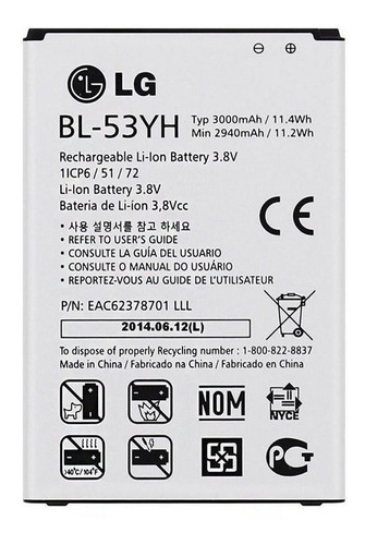 Bateria Original LG G3 D850 F400 Vs985 D855 D830 D851 Bl-53y