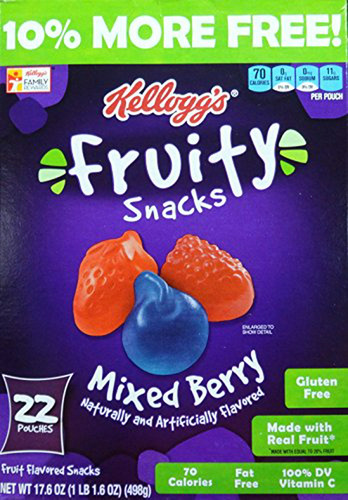 Kellogg's Mixed Berry Fruity Snacks, 22 Bolsas, 17,6 Oz (498