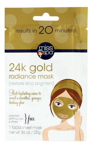 Miss Spa Mascara Facial De Lamina De Brillo De Oro De 24 Qui