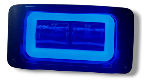 Faro Rectangular Luz Blanca Foco Con Halo Rojo Azul Y Blanco