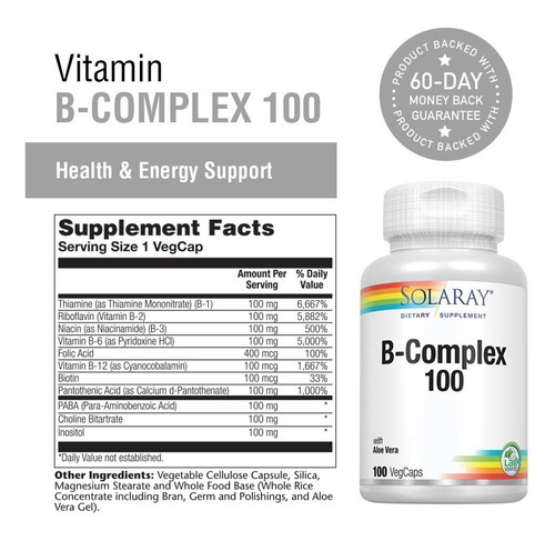 Solaray B-complex 100 Sist Inmunitario Cabello Piel Sano