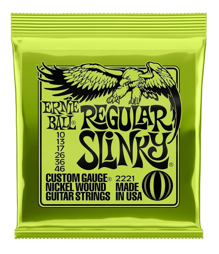 Encordoamento  Guitarra Ernie Ball 010 Regular Slinky Nickel