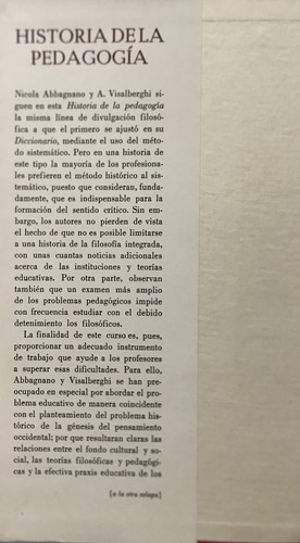 Historia De La Pedagogía / Abbagnano Y Visalberghi / F C E (Usado)