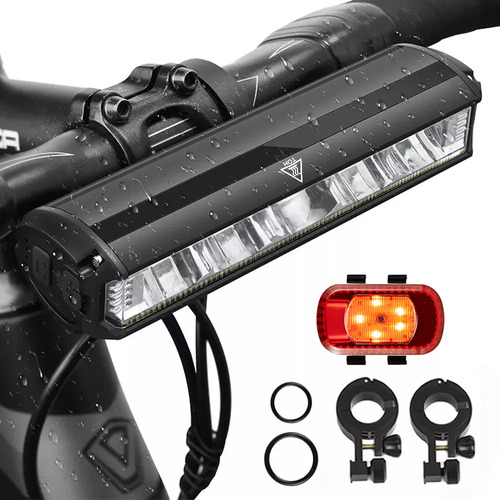 Luz bicicleta HYsmart 6000 recargable accesorios con luz trasera luz para bicicleta impermeable 6 Led, lampara bicicleta luces de bicicleta superbrillantes para conduccion nocturna con 5 modos