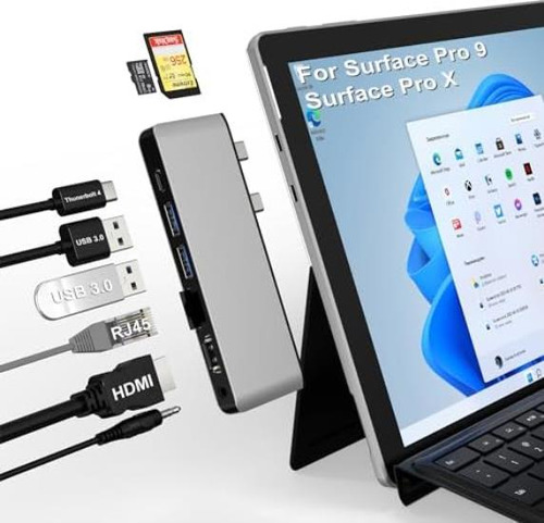 Estación De Acoplamiento Hub Surface Pro 9 Con Hdmi 4k, Víde