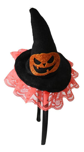 Acessório Fantasia Halloween Tiara De Bruxa C/ Chapéu Preto Cor Laranja