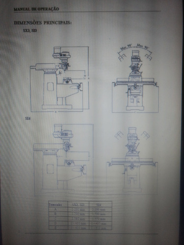 Manual De Fresadora Ferramenteira Sinitron Sx-3; Si-3 E Si-4