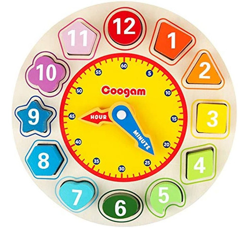 Coogam Reloj De Clasificación De Colores Con Forma De Madera
