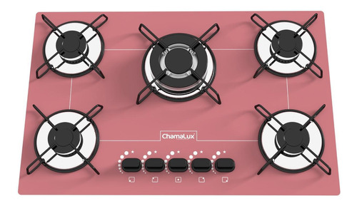 Fogão Cooktop Ultra Chama 5 Bocas Rosa - Chamalux