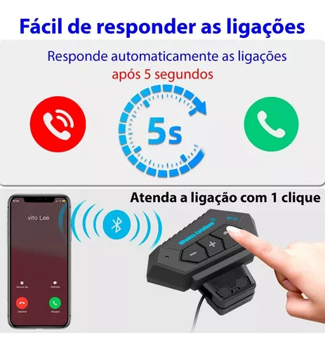 Fone De Ouvido/microfone Bluetooth Capacete À Prova D'água F
