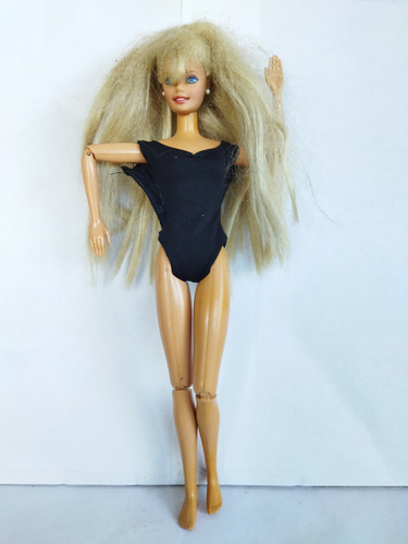 Barbie Vintage Leotardo Negro Rubia Fleco Arete 1993