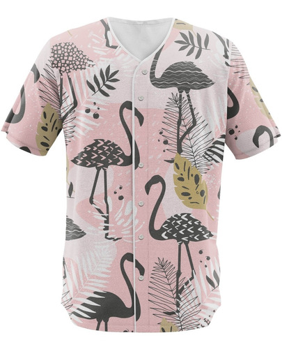 Camisa Jersey Flamingo Tropical Animal Geométrico Safari