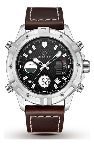 Reloj De Cuero Digital Analógico Goldenhour Quartz