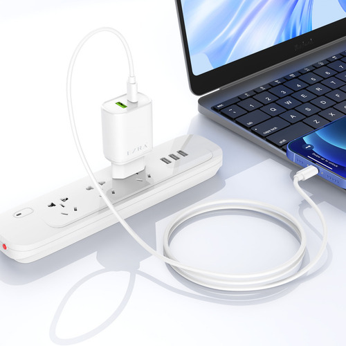 Carregador Rápido Para Telemóvel 5v/2.4a Usb + Type-c Cor Branco