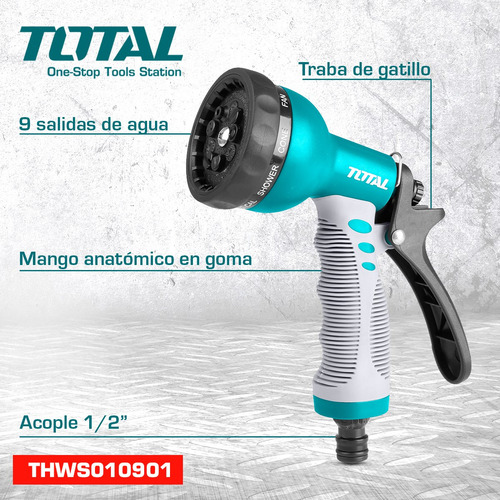 Pistola De Riego De 9 Posiciones Total Multichorro Jardin