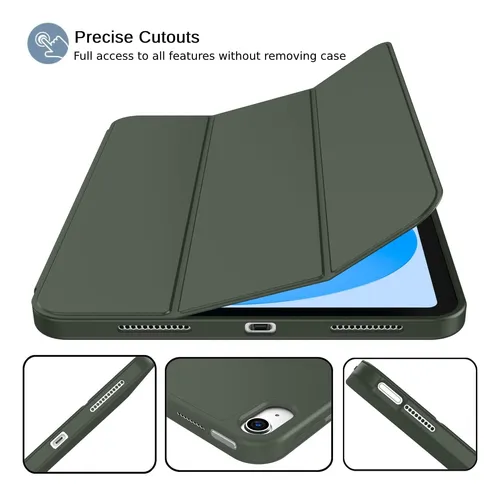 Funda Inteligente Para Ipad 10.9 Con Soporte Lápiz Y Tpu Verde Oscuro