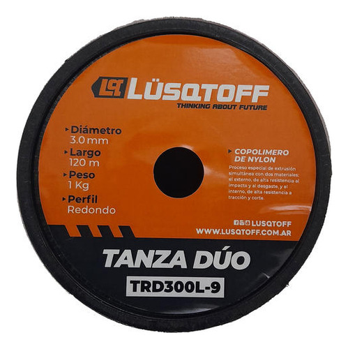 Tanza Desmalezadora Dúo Copolímero Redondo 3mm 1kg Lüsqtoff Color Naranja