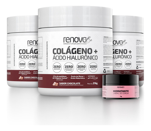 Kit 3 Colágeno Renova Be Com Ácido Hialurônico