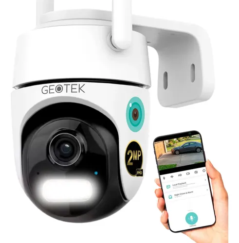 Camara Seguridad Geotek Gtq1 2mp Exterior Wifi Domo Vision Nocturna Deteccion De Movimiento Audio Bidireccional Blanco