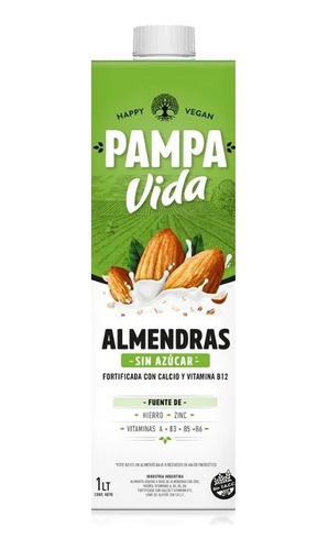 Bebida De Almendras Sin Azúcar 1 L Pampa Vida X 6u.