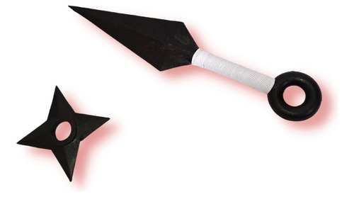 Kit Ninja Naruto Sasuke Kunai 25cm + Shuriken 10cm