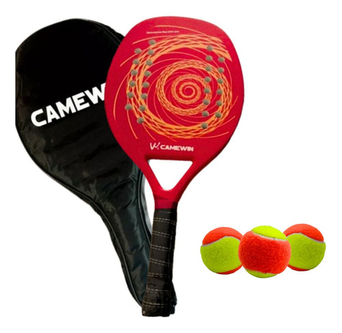Kit Raquete De Beach Tennis Camewin Com Estojo E 3 Bolinhas