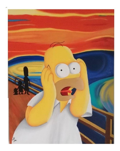Cuadro Decorativo Moderno Pintura El Grito Homero Simpson