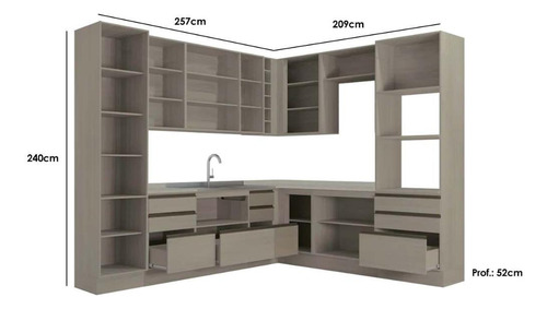 Cozinha Completa Maxxi 13 Peças (4aéreos+4balcões+2paneleiro