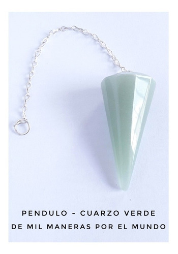 Pendulo Cuarzo Verde. Piedra Natural Energética, Salud