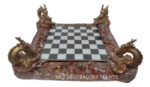 Tabuleiro Xadrez Medieval Resina - Dragão (vermelho)