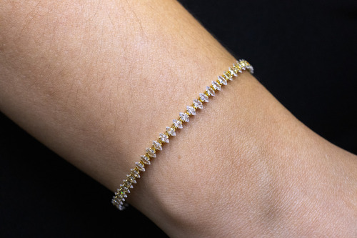 Pulseira Riviera Feminina Banhada A Ouro 18k Com Zircônias