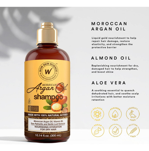 Wow Skin Science Moroccan Argan Oil Shampoo - Sulfate Free S
