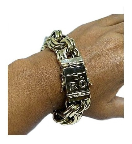 Pulseira Friso Triplo 65 Gramas 20mm Ouro 18k Maciço