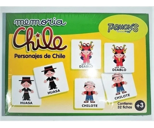 32 Fichas Memorice Personajes De Chile 