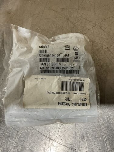 Harting 09310062701 Zone 7 Sku 597-1055 Po 608952 Nos S Bbf