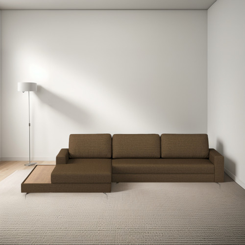 Sofá 292cm Linhão Marrom Preto Loft Chaise/deck Esquerda
