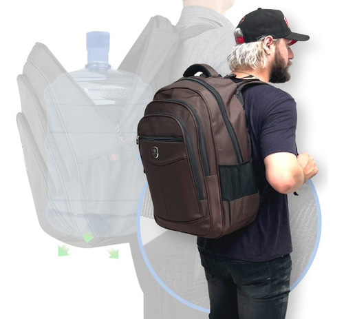 Mochila Notebook Grande Masculina Motoboy 60l Impermeável Cor Marrom