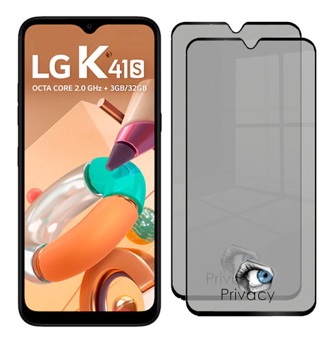 Em Dobro Película Vidro 3d Privacidade Compatível LG K41s