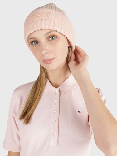 Gorro Rosa Con Parche Del Logo Tommy Hilfiger De Mujer