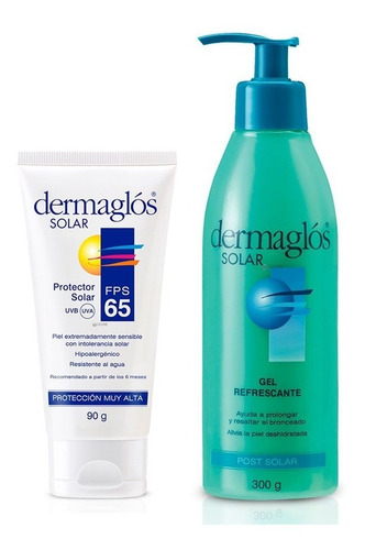 Imagen 1 de 2 de Dermaglos Combo Solar Crema Fps65 Y Gel Post Solar