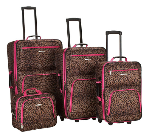 Jungle Softside Juego De Maletas Verticales, Pink Leopard), 