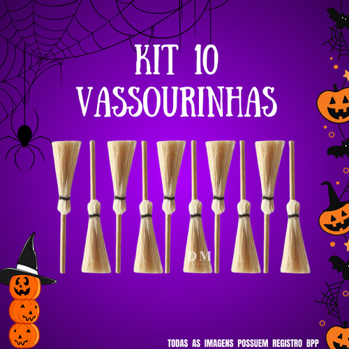 Kit 10 Vassourinha Decoração Halloween Dia Das Bruxas
