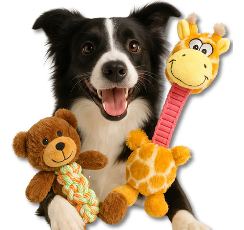 Brinquedo Cachorro Com Corda Pelúcia Mordedor Cães Savana