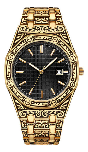 Reloj De Cuarzo Dorado Y Negro, Moderno, Para Hombre, Con Di